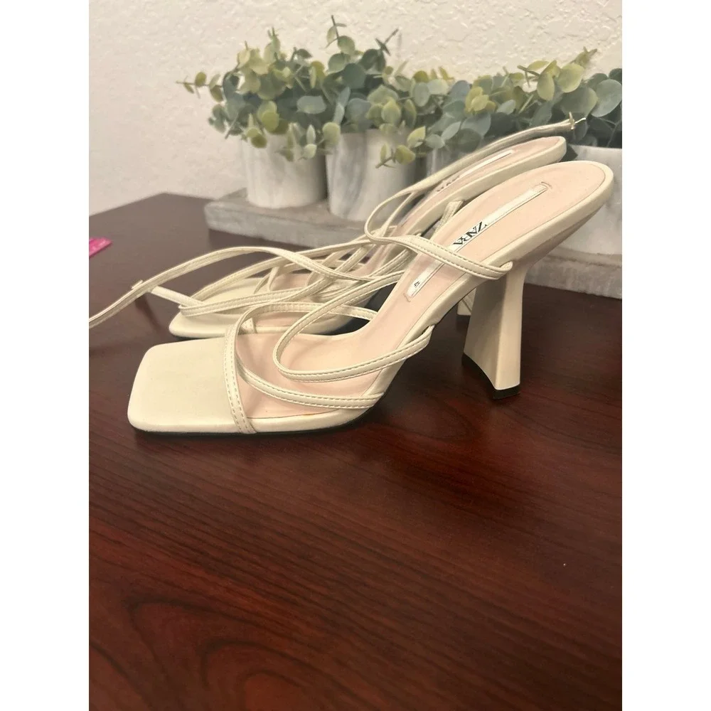 Zara stappy cream colored heels size 41 or 10.5 - Picture 3 of 6